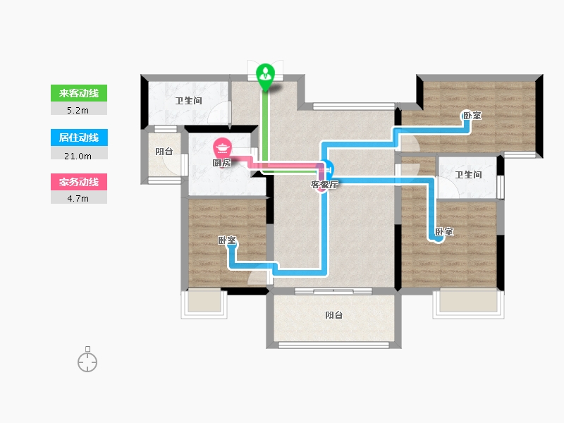 湖北省-宜昌市-楚天·虹桥澜岸-86.09-户型库-动静线