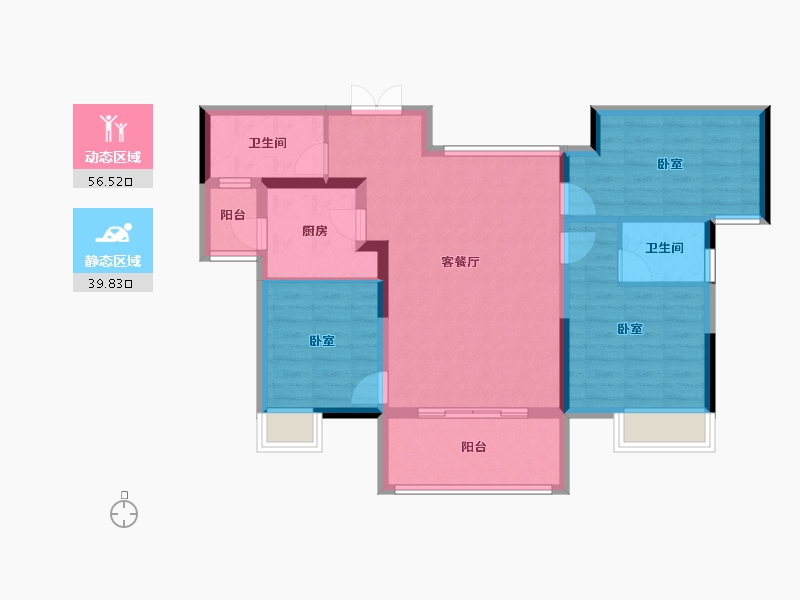 湖北省-宜昌市-楚天·虹桥澜岸-86.09-户型库-动静分区