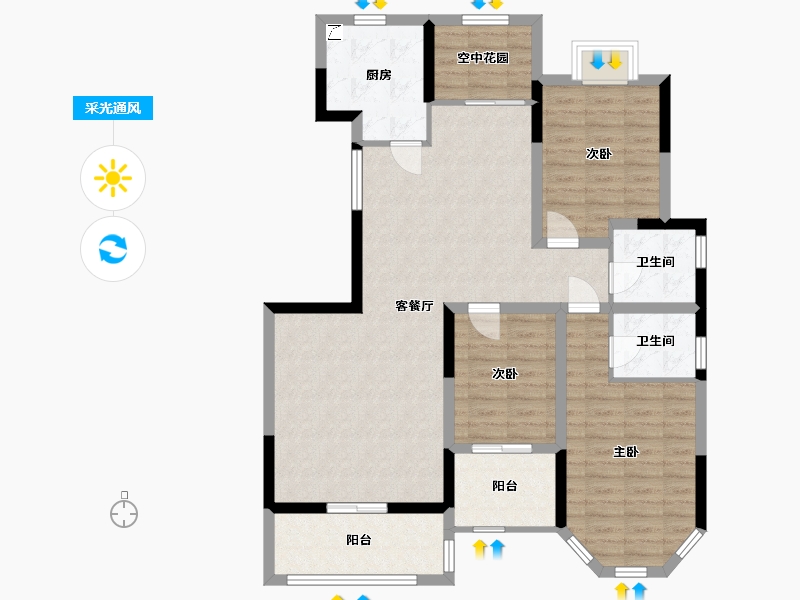 湖南省-长沙市-兴汝金城-109.59-户型库-采光通风