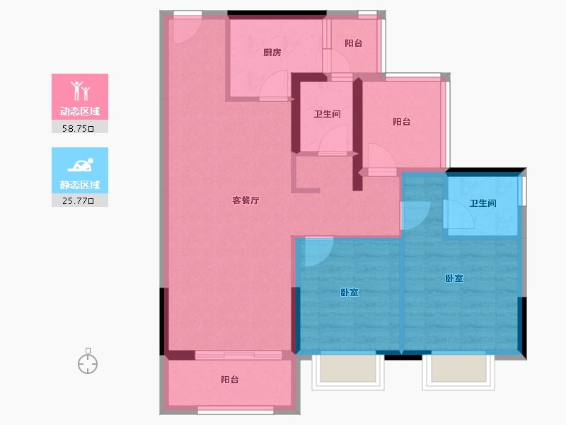 广东省-惠州市-金科蓝山府-74.86-户型库-动静分区