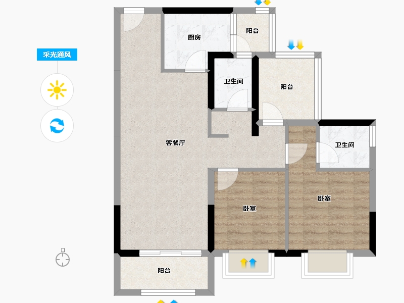 广东省-惠州市-金科蓝山府-74.86-户型库-采光通风