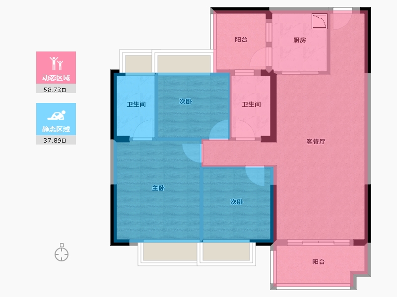 湖南省-湘潭市-湘乡碧桂园-86.40-户型库-动静分区