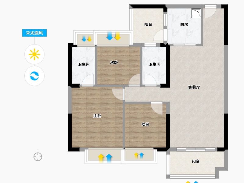 湖南省-湘潭市-湘乡碧桂园-86.40-户型库-采光通风