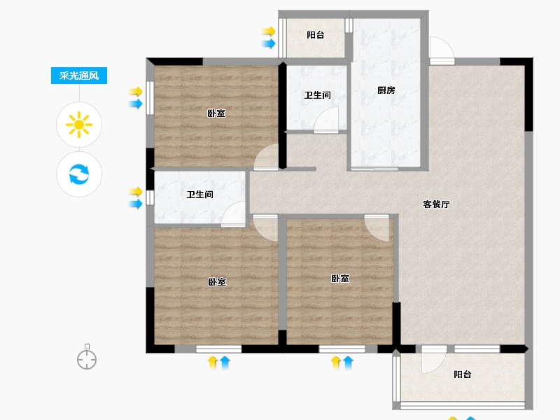 湖北省-咸宁市-金色海湾-111.18-户型库-采光通风