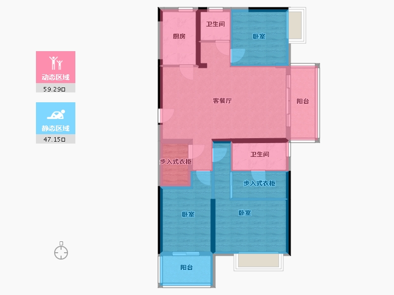 湖北省-武汉市-开来·都市丰景-94.78-户型库-动静分区