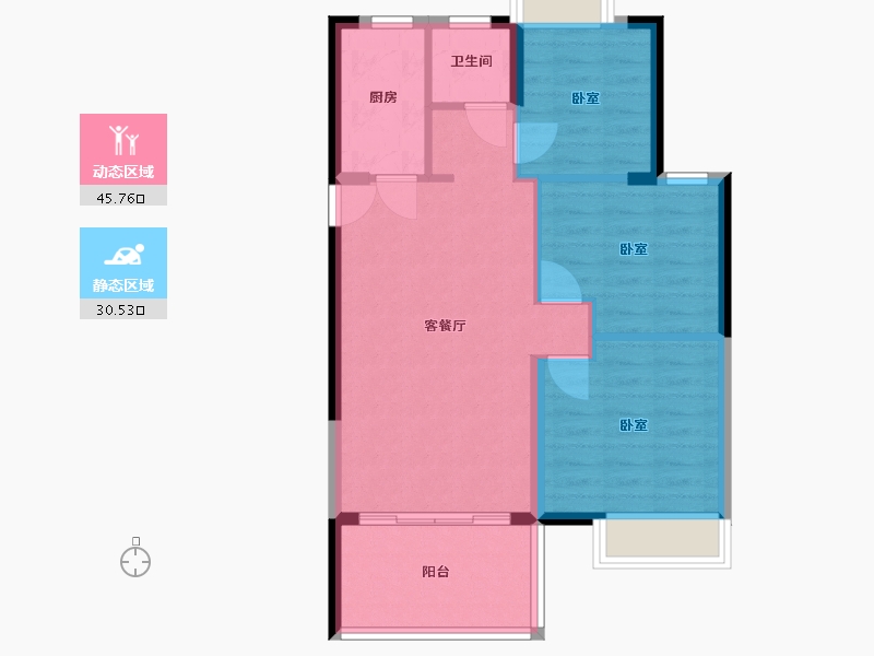 湖北省-武汉市-开来·都市丰景-68.85-户型库-动静分区