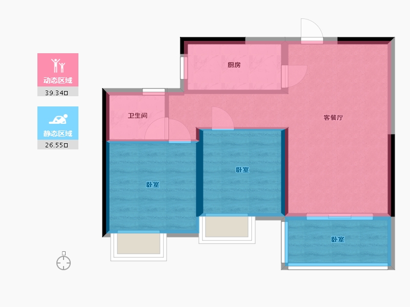 湖北省-武汉市-开来·都市丰景-58.74-户型库-动静分区