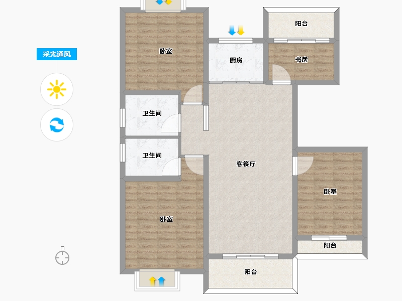 河南省-信阳市-怡景学苑-119.01-户型库-采光通风