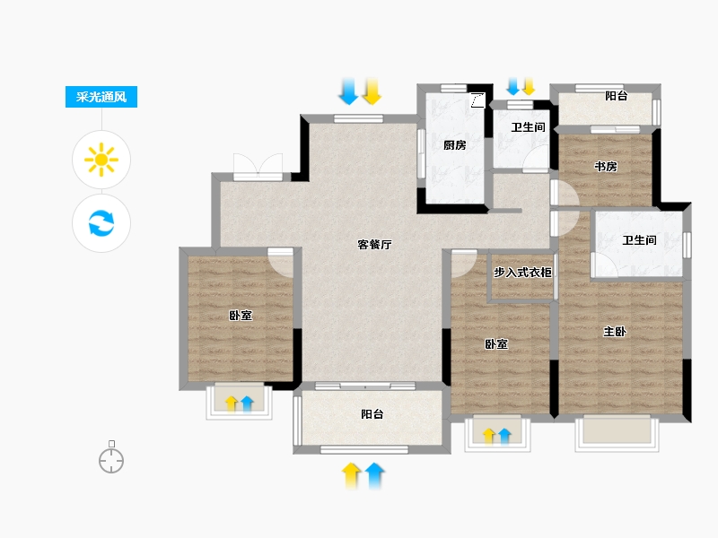 安徽省-安庆市-中梁滨江壹号-108.00-户型库-采光通风