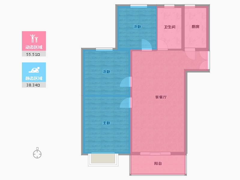 安徽省-蚌埠市-通成紫都顺苑-85.06-户型库-动静分区