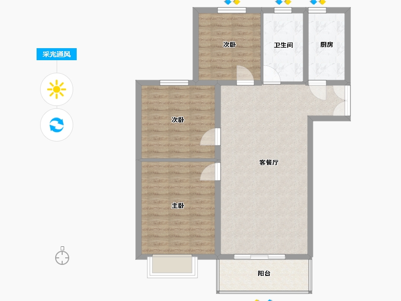 安徽省-蚌埠市-通成紫都顺苑-85.06-户型库-采光通风