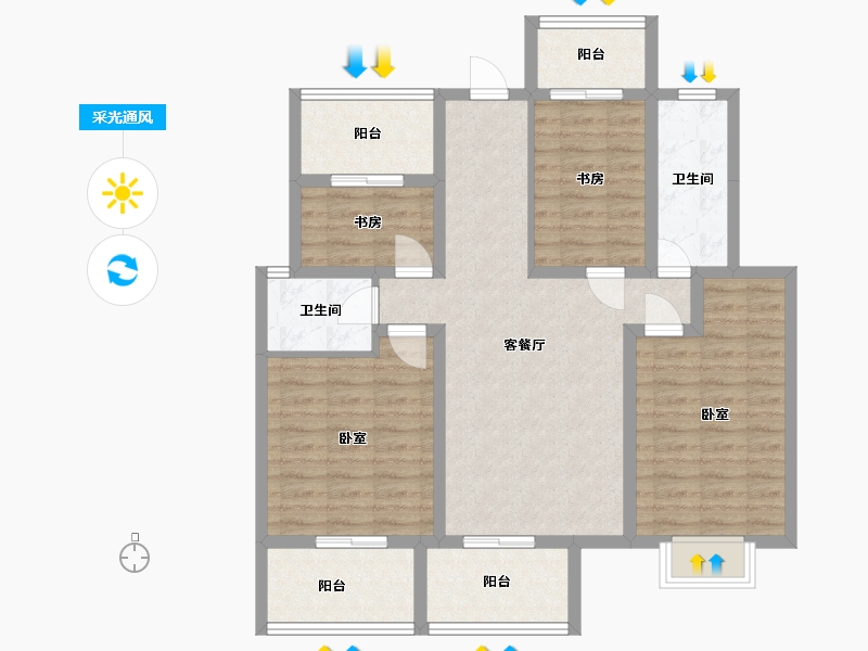 湖南省-株洲市-亿都澜庭-97.50-户型库-采光通风