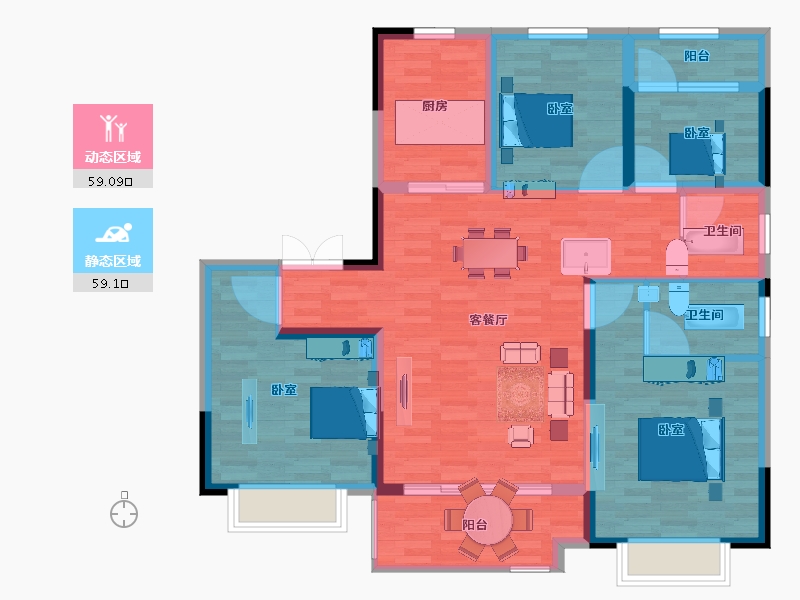 安徽省-安庆市-中梁滨江壹号-106.00-户型库-动静分区