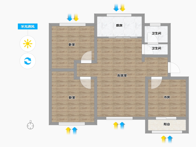 山东省-潍坊市-华洋和谐家园-87.01-户型库-采光通风