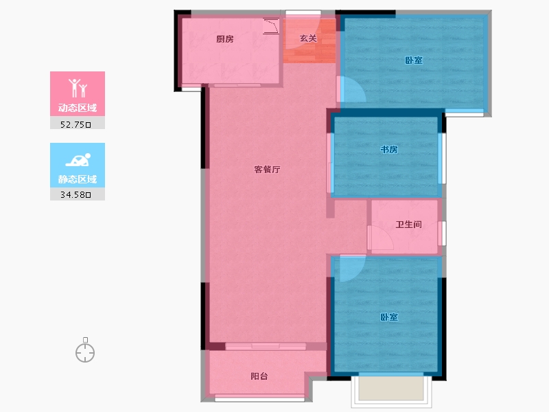 湖南省-长沙市-恒基旭辉湖山赋-78.55-户型库-动静分区