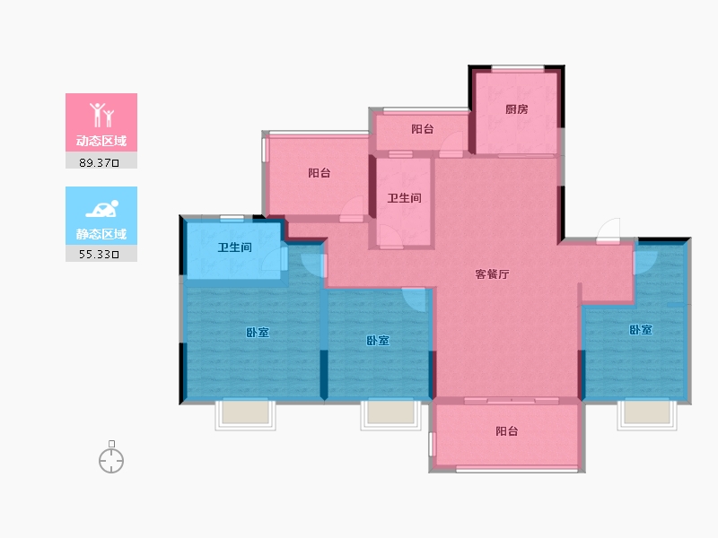 广东省-惠州市-金科蓝山府-129.46-户型库-动静分区