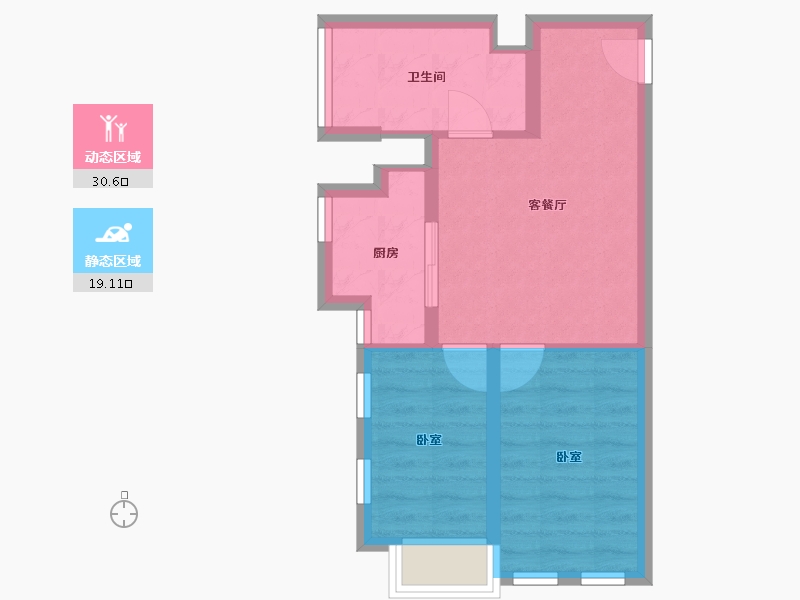 湖北省-武汉市-卓尔时代中心-43.85-户型库-动静分区