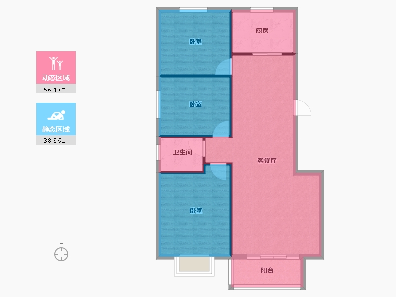 湖北省-咸宁市-古龙湾壹号-86.78-户型库-动静分区