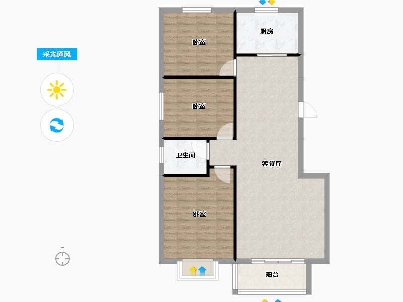 湖北省-咸宁市-古龙湾壹号-86.78-户型库-采光通风