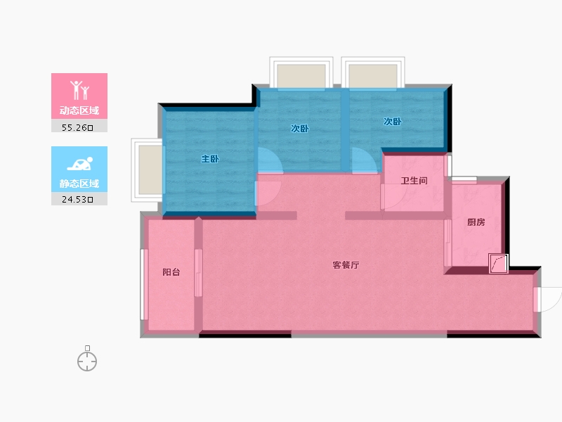 广东省-惠州市-长通熙园-70.48-户型库-动静分区