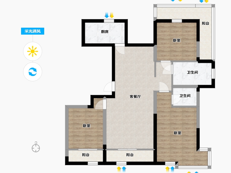 宁夏回族自治区-银川市-巨力·公园华府-94.30-户型库-采光通风