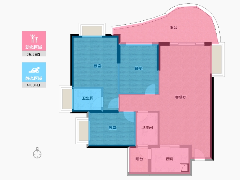 广东省-惠州市-隆生东湖9区-96.55-户型库-动静分区