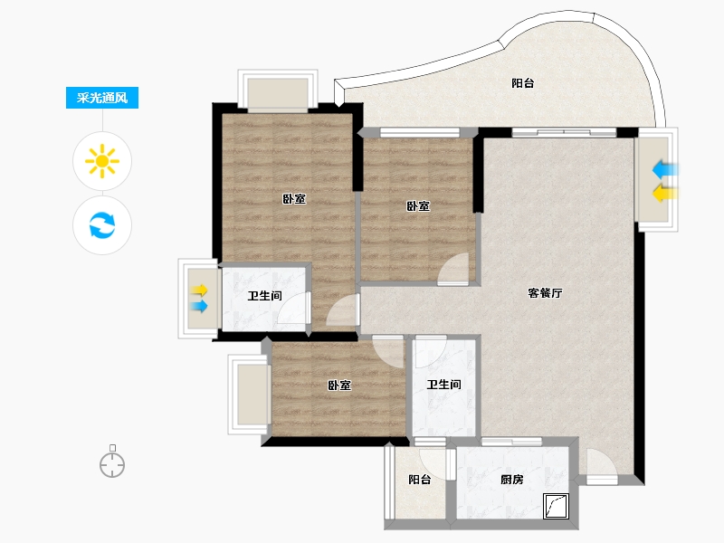 广东省-惠州市-隆生东湖9区-96.55-户型库-采光通风