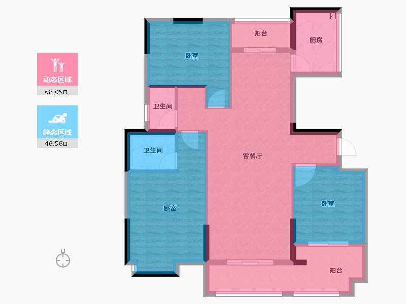 湖北省-孝感市-御颂新天地-103.26-户型库-动静分区