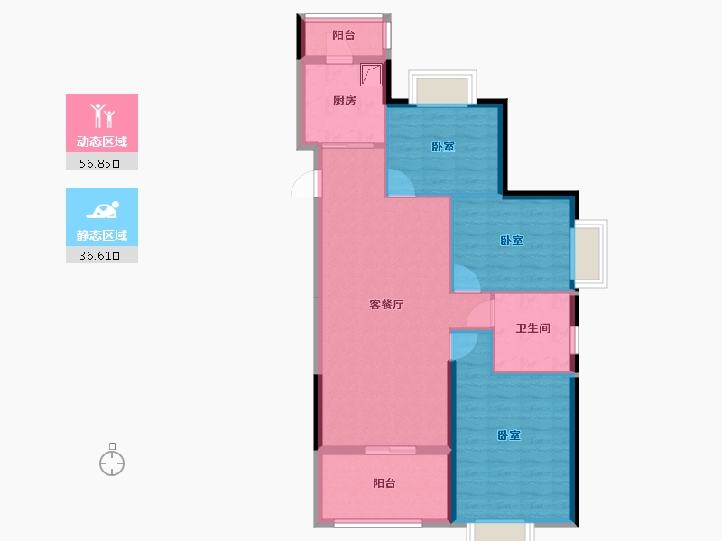 湖南省-株洲市-恒大悦珑台-83.96-户型库-动静分区