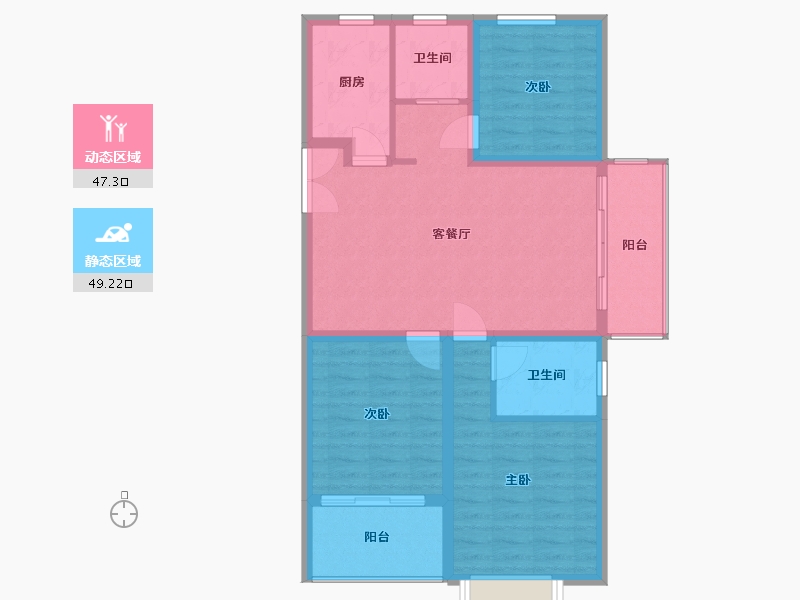 安徽省-蚌埠市-通成紫都顺苑-86.96-户型库-动静分区