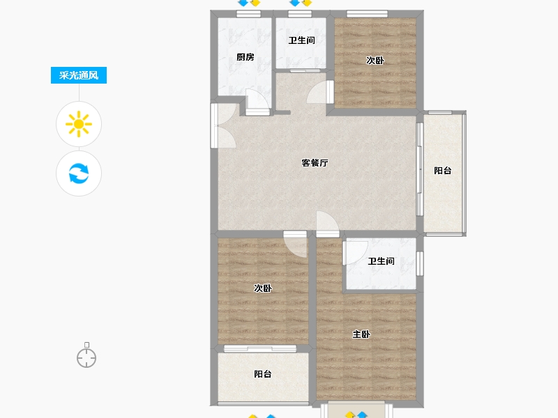 安徽省-蚌埠市-通成紫都顺苑-86.96-户型库-采光通风