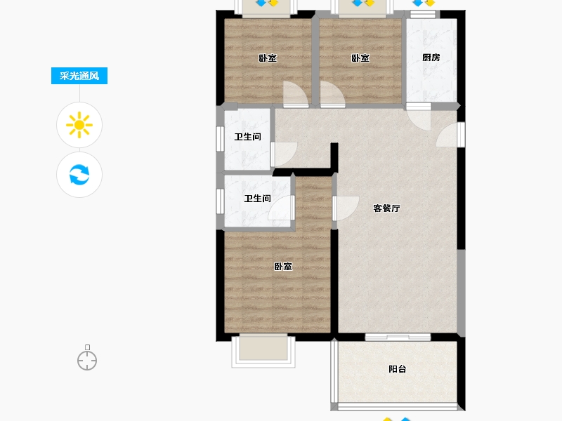 湖北省-武汉市-开来·都市丰景-77.37-户型库-采光通风