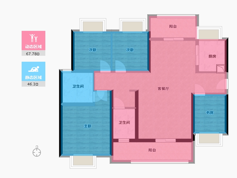 广东省-惠州市-长通熙园-100.46-户型库-动静分区