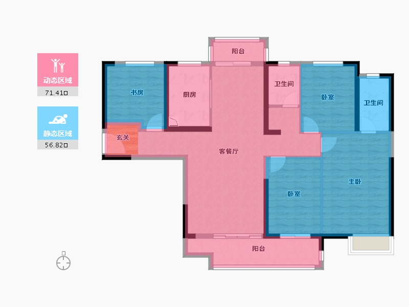 湖南省-长沙市-恒基旭辉湖山赋-114.67-户型库-动静分区