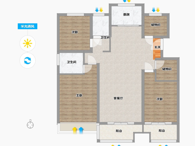 安徽省-蚌埠市-煜华里-112.00-户型库-采光通风