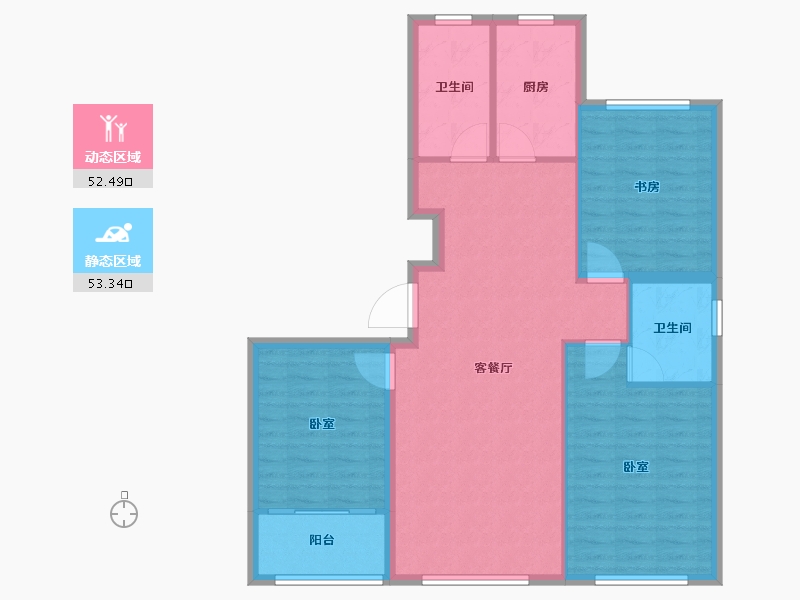 山东省-潍坊市-恒信永祥苑二期-96.42-户型库-动静分区