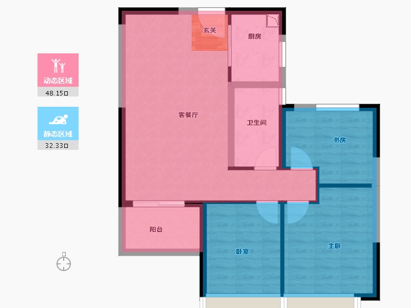 湖南省-长沙市-湘江富力城-72.20-户型库-动静分区