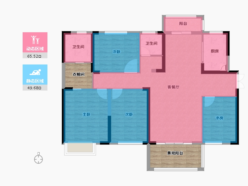 湖南省-长沙市-大汉月亮河畔-115.48-户型库-动静分区