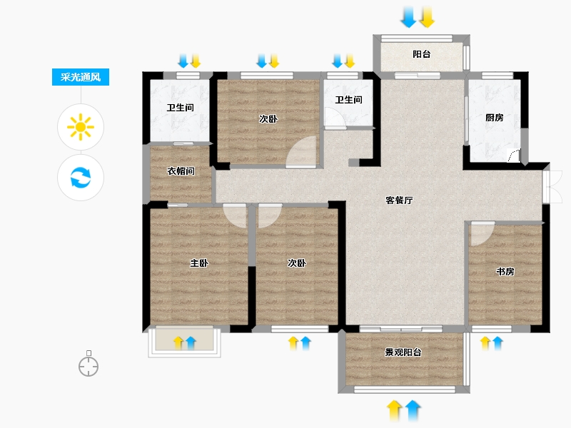 湖南省-长沙市-大汉月亮河畔-115.48-户型库-采光通风