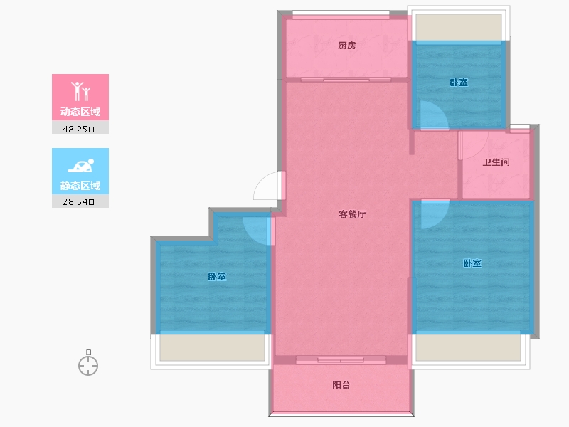 河南省-信阳市-中浙·春风十里-69.46-户型库-动静分区