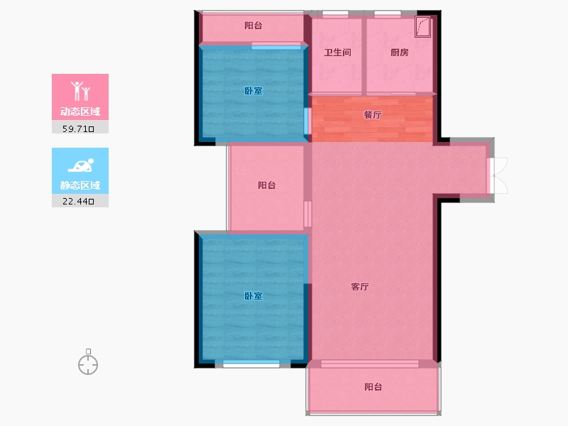 湖南省-长沙市-正旺·U公馆-73.69-户型库-动静分区