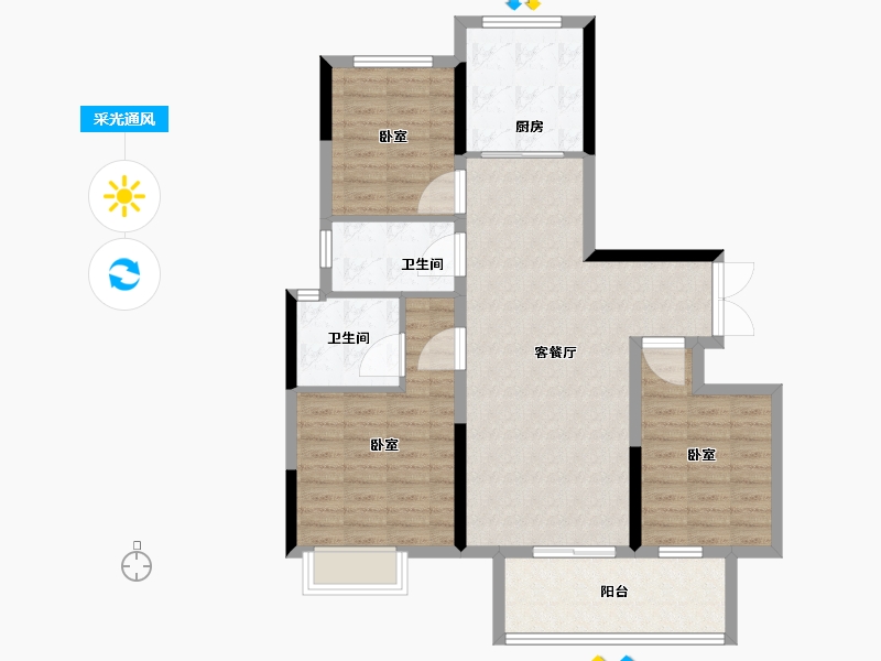 河南省-郑州市-豫发国园·柒号院-93.11-户型库-采光通风