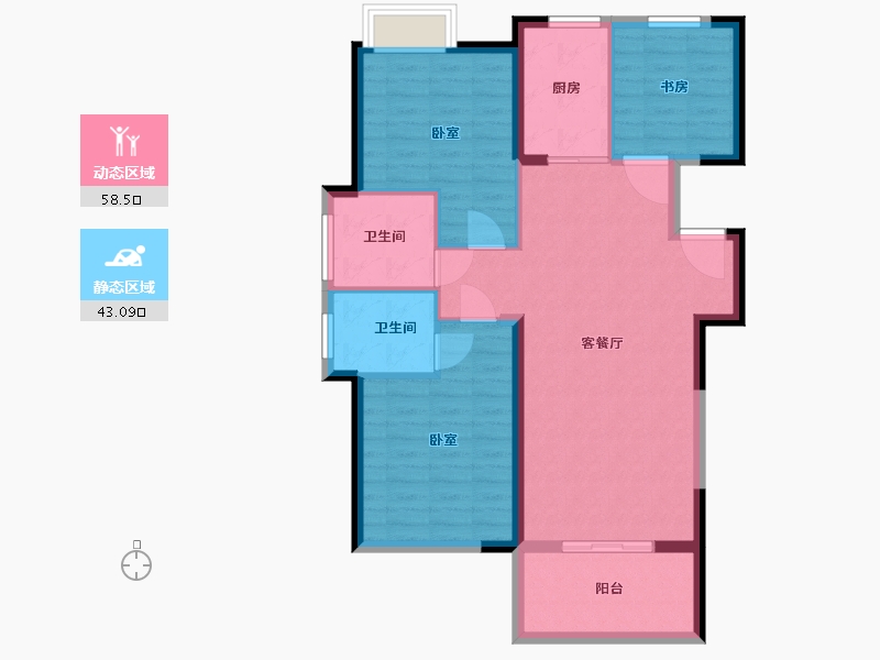 湖北省-武汉市-维纳春天-91.87-户型库-动静分区