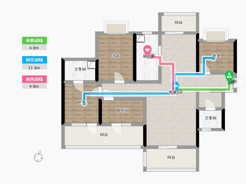 湖南省-株洲市-金轮津桥华府-105.77-户型库-动静线