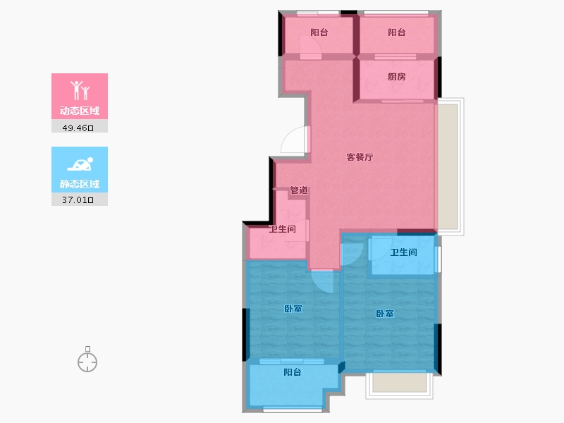 浙江省-宁波市-金色尚府-77.00-户型库-动静分区