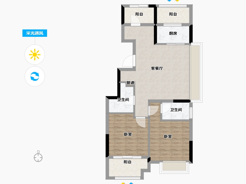 浙江省-宁波市-金色尚府-77.00-户型库-采光通风