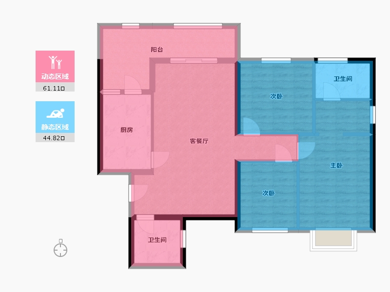 湖南省-长沙市-长沙恒大清澜苑-95.37-户型库-动静分区