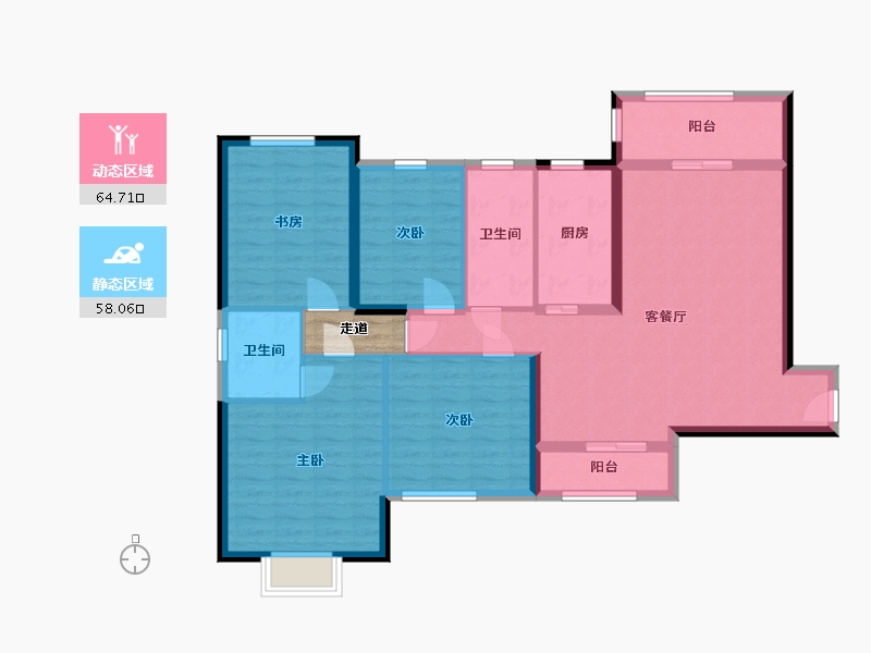 湖南省-长沙市-长沙恒大清澜苑-112.81-户型库-动静分区