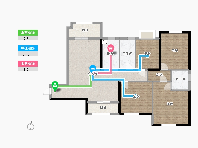 湖南省-长沙市-长沙恒大清澜苑-111.45-户型库-动静线