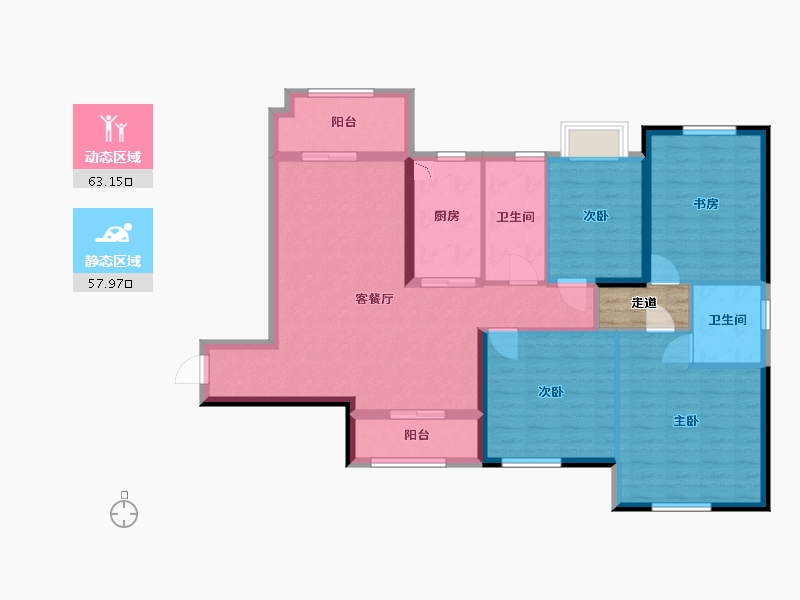 湖南省-长沙市-长沙恒大清澜苑-111.45-户型库-动静分区